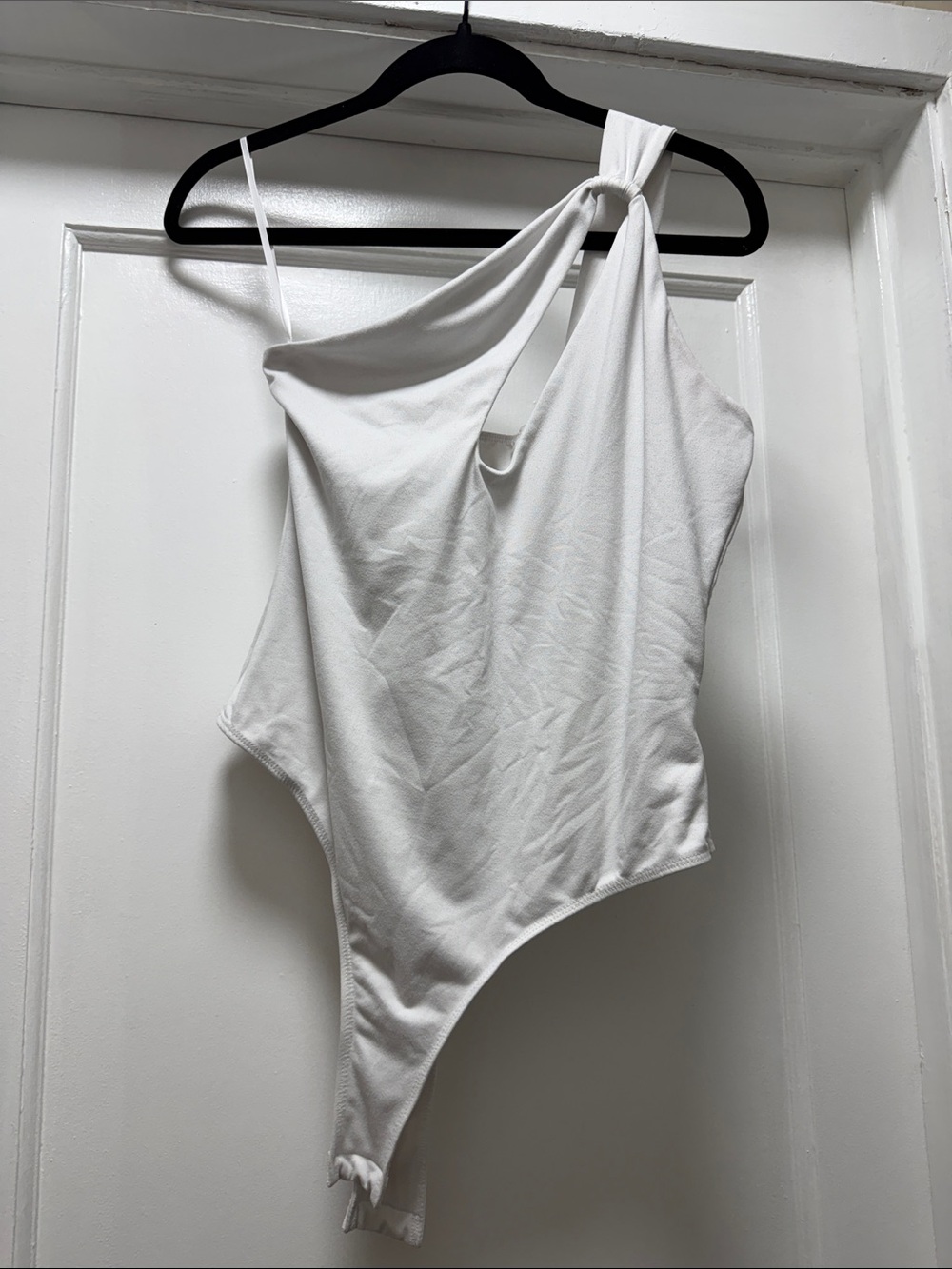White Asymmetric One-Shoulder Bodysuit